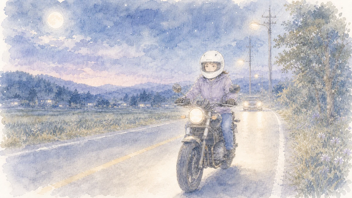 夜道を50キロで。後ろから旦那の車がついてきてくれた